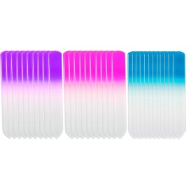 SIUSIO 30PK Professional Glass Nail Files for Natural Nails Czech Short Crystal Nail File Buffers for Nail polishing - The Best Emory Boards for Fingernail & Toenail Care (Purple & Pink & Blue)