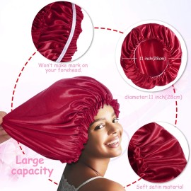 ROYBENS 4PCS Satin Bonnets for Women, Silk Hair Bonnet for Sleeping, Silky Sleep Cap for Curly Hair Braids, H