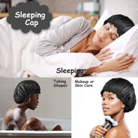 ROYBENS 4PCS Satin Bonnets for Women, Silk Hair Bonnet for Sleeping, Silky Sleep Cap for Curly Hair Braids, H