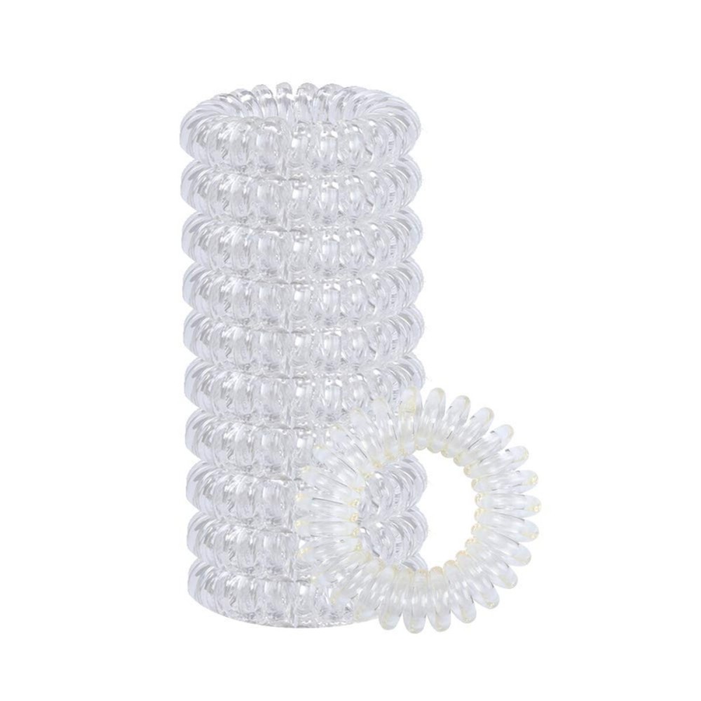 20pcs Transparent Spiral Hair Ties No Crease Hair Coils Elastic Ponytail Holders Spiral Phone Cord Hair Ties Hair Bands Hair Accessory for Women Girls