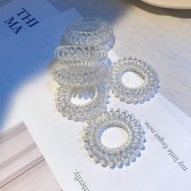 20pcs Transparent Spiral Hair Ties No Crease Hair Coils Elastic Ponytail Holders Spiral Phone Cord Hair Ties Hair Bands Hair Accessory for Women Girls
