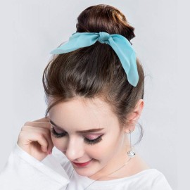 15Pcs Chiffon and Silk Scrunchies with Bow Knots, Bright Color Ponytail Holders, Rabbit Ear Hair Accessories for Girls and Teens