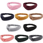 Taomoder 10 Pcs Knot Headbands for Women Boho Headbands Turban Headbands for Women Fashion Hairbands Workout Headbands Sports Hair Band Criss Cross Head Wrap Hair Band Elastic Hair Band for Women