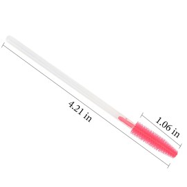 100 Pcs Silicone Mascara Wands Disposable Eyelash Brushes for Extensions Lash Applicators Makeup Tool Kit (Clear Handle/Deep Pink Brush Head) 100 Pcs Silicone Mascara Wands Disposable Eyelash Brushes for Extensions Lash Applicators Makeup Tool Kit (Clear Handle/Deep Pink Brush Head)