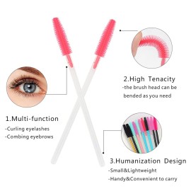 100 Pcs Silicone Mascara Wands Disposable Eyelash Brushes for Extensions Lash Applicators Makeup Tool Kit (Clear Handle/Deep Pink Brush Head) 100 Pcs Silicone Mascara Wands Disposable Eyelash Brushes for Extensions Lash Applicators Makeup Tool Kit (Clear Handle/Deep Pink Brush Head)