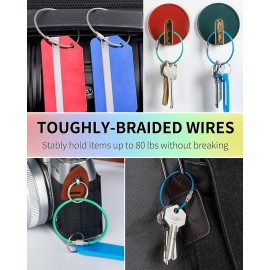Uniclife 4 Inch Wire Keychain Cable in 6 Assorted Colors Large Stainless Steel Key Ring Loop Holder for Outdoor Hiking Heavy Duty Connectable Luggage Tag Keeper for Sport and Travel, 20 Pack