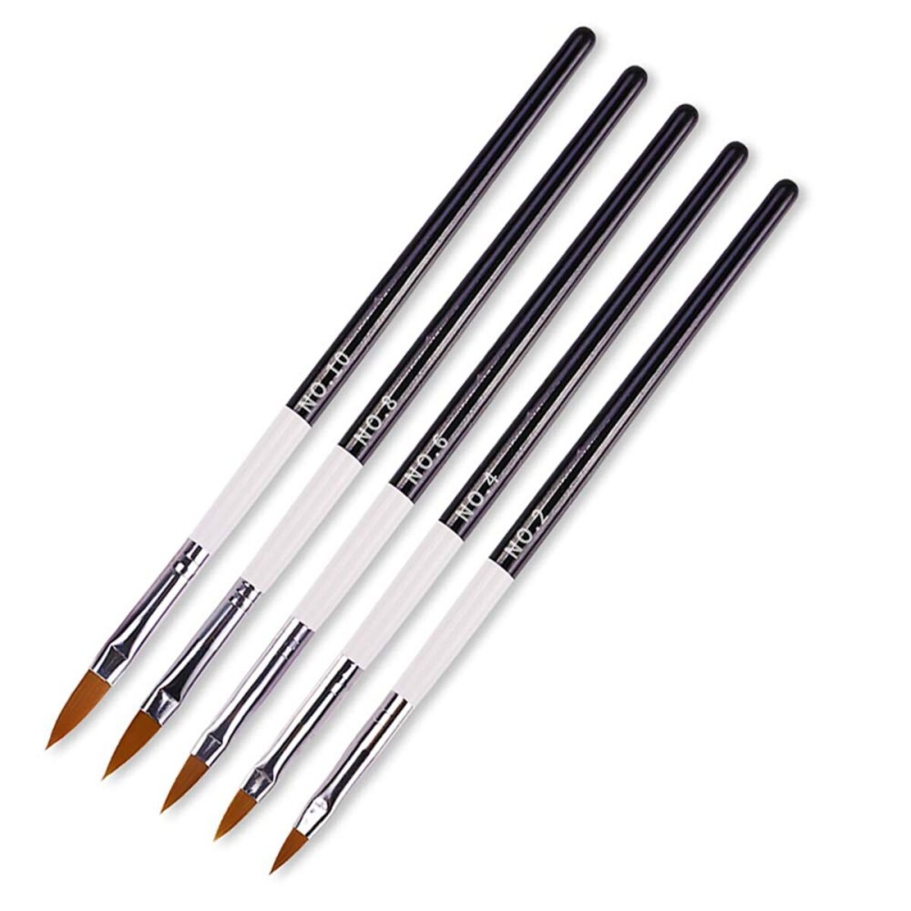 Wokoto 5 Pcs Professional Acrylic Nail Brushes Kit - Uv Gel Builder, Drawing, Flower Nail Painting Pen - 2/4/6/8/10 Wokoto 5 Pcs Professional Acrylic Nail Brushes Kit - Uv Gel Builder, Drawing, Flower Nail Painting Pen - 2/4/6/8/10