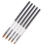 Wokoto 5 Pcs Professional Acrylic Nail Brushes Kit - Uv Gel Builder, Drawing, Flower Nail Painting Pen - 2/4/6/8/10