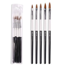 Wokoto 5 Pcs Professional Acrylic Nail Brushes Kit - Uv Gel Builder, Drawing, Flower Nail Painting Pen - 2/4/6/8/10 Wokoto 5 Pcs Professional Acrylic Nail Brushes Kit - Uv Gel Builder, Drawing, Flower Nail Painting Pen - 2/4/6/8/10