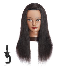 Traininghead 20-22 100% Human hair Mannequin head Training Head Cosmetology Manikin Head Doll Head with free Clamp