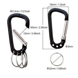VictorsHome Carabiner Clip Keychain Aluminum Alloy D Shape Multifunction Clip Hook with 3 Key Rings for Outdoor Backpack Multi-Color 6 Pack