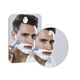 Q-BICS Fog Free Shower Shaving Mirror Rectangular and Round Shapes Set of 2 Just Hang On Wall Unbreakable Portable Traveling Shaving Mirror