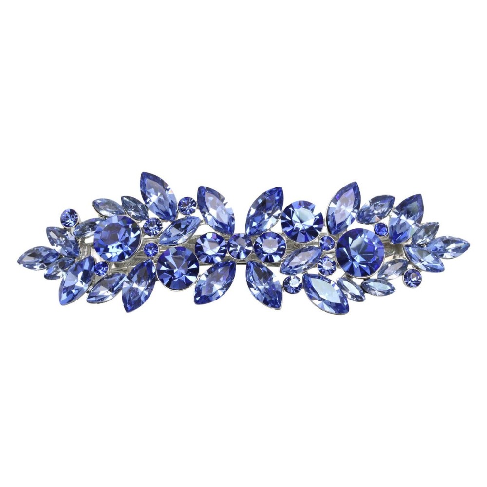 Faship Gorgeous Blue Rhinestone Crystal Floral Hair Barrette Clip