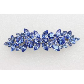 Faship Gorgeous Blue Rhinestone Crystal Floral Hair Barrette Clip