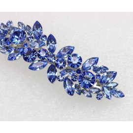 Faship Gorgeous Blue Rhinestone Crystal Floral Hair Barrette Clip