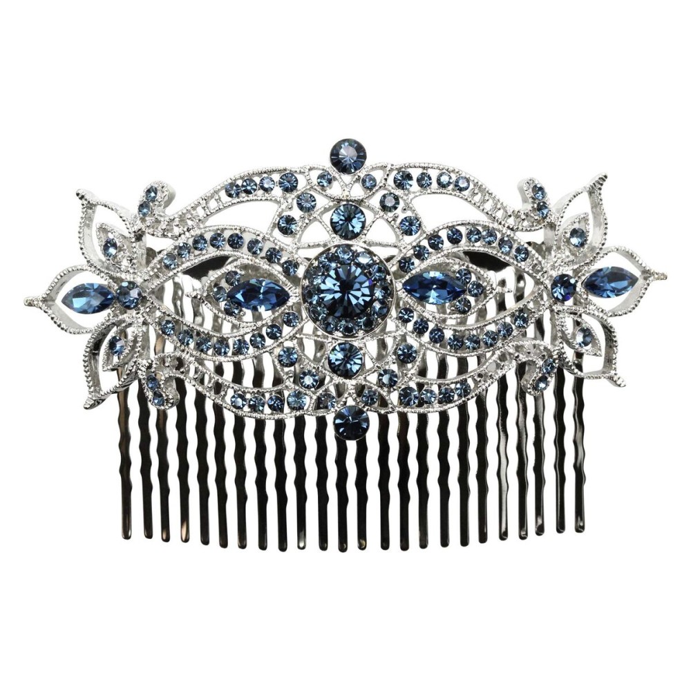 Faship Gorgeous Navy Blue Large Big Floral Hair Comb