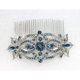 Faship Gorgeous Navy Blue Large Big Floral Hair Comb