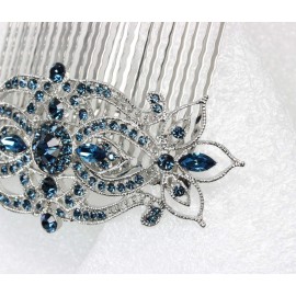 Faship Gorgeous Navy Blue Large Big Floral Hair Comb