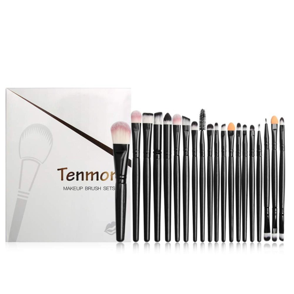 Eye Brush Set, Tenmon 20 Pieces Eyeshadow Eyeliner Blending Crease Kit Makeup Brushes Make Up Foundation Eyebrow Eyeliner Blush Cosmetic Concealer Brushes (Black)
