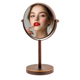 OVENTE 6\'\' Tabletop Makeup Mirror with 1X/7X Magnification, 360 Swivel Design, Double-Sided Free-Standing Vanity Mirror Perfect for Dresser, Bedroom and Office Desk, Antique Bronze MNLT60ABZ1X7X