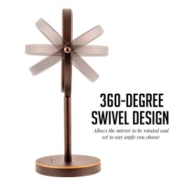 OVENTE 6\'\' Tabletop Makeup Mirror with 1X/7X Magnification, 360 Swivel Design, Double-Sided Free-Standing Vanity Mirror Perfect for Dresser, Bedroom and Office Desk, Antique Bronze MNLT60ABZ1X7X