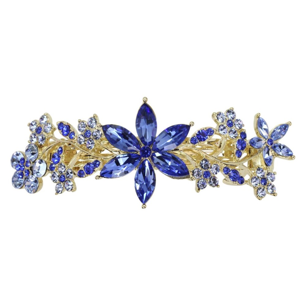 Faship Gorgeous Blue Rhinestone Crystal Floral Hair Barrette Clip Faship Gorgeous Blue Rhinestone Crystal Floral Hair Barrette Clip