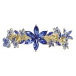 Faship Gorgeous Blue Rhinestone Crystal Floral Hair Barrette Clip