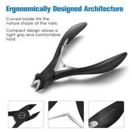 FERYES Precision Toenail Clipper for Thick or Ingrown Toenails, 4R13 Stainless Steel Nail Cutter, Manicure Pedicure Clipper - BLACK FERYES Precision Toenail Clipper for Thick or Ingrown Toenails, 4R13 Stainless Steel Nail Cutter, Manicure Pedicure Clipper - BLACK