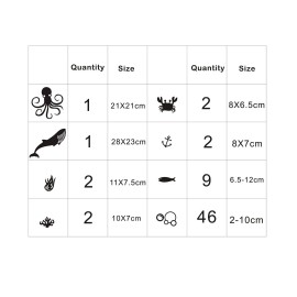 Undersea Wall Decals Set, Vinyl Wall Decals, Bubble Decals, Modern Kids Room Decor, Nautical Wall Decal, Fish Wall Decals for Bathroom A36 (Blue)