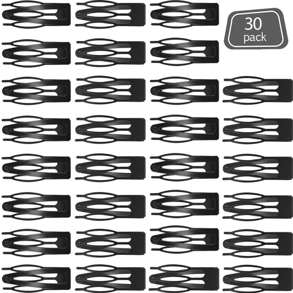 30 Pieces Double Grip Hair Clips Metal Snap Hair Barrettes for Women Teen Girls Hair Making (Black)