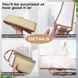 50 Inch Extra Long Natural Exfoliating Loofah Luffa Back Scrubber for Shower for Men Women, Deep Clean & Invigorate Your Skin Back Scrubber