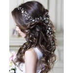 Unicra Wedding Crystal Flower Hair Vine Bridal Headpiece Headbands Wedding Hair Accessories for Brides (Gold)