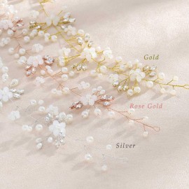 Unicra Wedding Crystal Flower Hair Vine Bridal Headpiece Headbands Wedding Hair Accessories for Brides (Gold)
