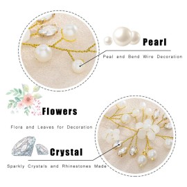 Unicra Wedding Crystal Flower Hair Vine Bridal Headpiece Headbands Wedding Hair Accessories for Brides (Gold)