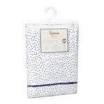 Linteum Textile Baby Toddler Bed and Crib Mattress Fitted Sheet & Pillowcase Set (28x52x9, White with Navy Blue Stars) 100% Cotton