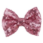 Love Fairy Girl\'s Lovely Fashion Bow Hairpin Sequins Hair Clip for Daily Life Travel Party Festivals (Pink )