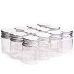 12 Pcs Empty Clear Glass Bottles with Screw Aluminum Cap Mini Container Jars for Essential Oil Powders Cream Ointments Grease Cosmetic Makeup Sample(15ml)