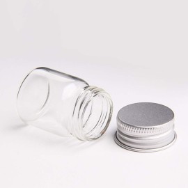 12 Pcs Empty Clear Glass Bottles with Screw Aluminum Cap Mini Container Jars for Essential Oil Powders Cream Ointments Grease Cosmetic Makeup Sample(15ml)