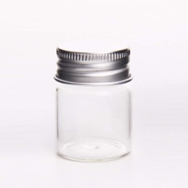 12 Pcs Empty Clear Glass Bottles with Screw Aluminum Cap Mini Container Jars for Essential Oil Powders Cream Ointments Grease Cosmetic Makeup Sample(15ml)