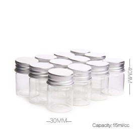 12 Pcs Empty Clear Glass Bottles with Screw Aluminum Cap Mini Container Jars for Essential Oil Powders Cream Ointments Grease Cosmetic Makeup Sample(15ml)