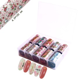 SILPECWEE 10 Rolls Starry Sky Nail Art Foil Sticker Colorful Flower Rose Nail Transfer Decals Manicure Accessories (1.57inches39.4inches) SILPECWEE 10 Rolls Starry Sky Nail Art Foil Sticker Colorful Flower Rose Nail Transfer Decals Manicure Accessories (1.57inches39.4inches)