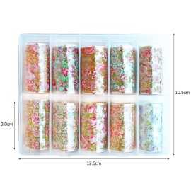 SILPECWEE 10 Rolls Starry Sky Nail Art Foil Sticker Colorful Flower Rose Nail Transfer Decals Manicure Accessories (1.57inches39.4inches) SILPECWEE 10 Rolls Starry Sky Nail Art Foil Sticker Colorful Flower Rose Nail Transfer Decals Manicure Accessories (1.57inches39.4inches)