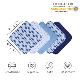 Viviland Baby Towels and Washcloths, Soft Absorbent Baby Boy Bath Towel Set, Whale Hooded Towels with 5 Infant Washcloths(6 Pieces)