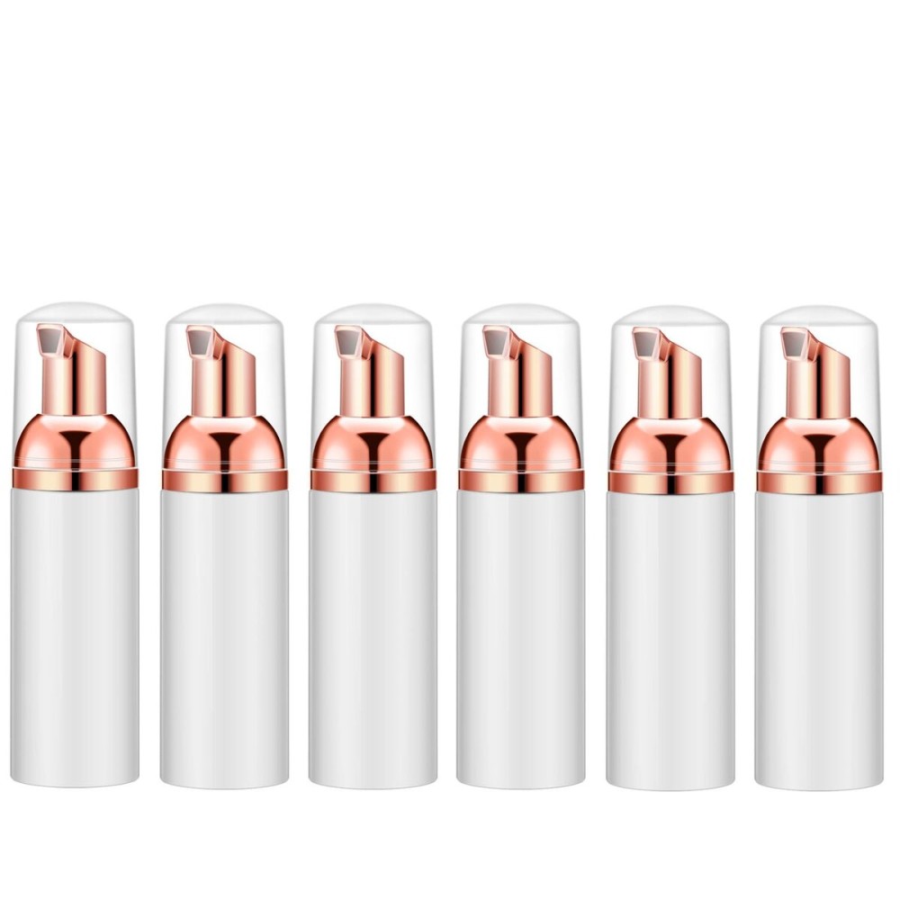 Lil Ray 2 Oz Empty White Foam Pump Bottle, Foamer Soap Dispenser for Lash Shampoo, Hand Soap, Foaming Cleaner(Rose Gold Pump, 6 PCS) Lil Ray 2 Oz Empty White Foam Pump Bottle, Foamer Soap Dispenser for Lash Shampoo, Hand Soap, Foaming Cleaner(Rose Gold Pump, 6 PCS)