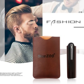 Vtrem Wooden Beard Comb & Leather Case Dual Action Fine & Coarse Teeth Wood Pocket Combs with Folding Plastic Comb Anti Static For Men Beard Hair & Mustaches, Brown