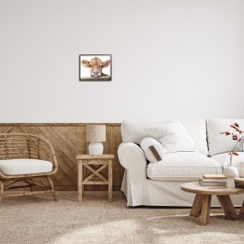 Stupell Industries Cute Baby Cow Animal Watercolor Painting Framed Giclee Art Design By Artist George Dyachenko