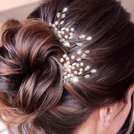Asooll Pearl Hair Accessories Rhinestone Hair Pins Bridal Wedding Hair Clips for Women(Pack of 2)(Rose gold) Asooll Pearl Hair Accessories Rhinestone Hair Pins Bridal Wedding Hair Clips for Women(Pack of 2)(Rose gold)