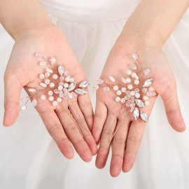 Asooll Pearl Hair Accessories Rhinestone Hair Pins Bridal Wedding Hair Clips for Women(Pack of 2)(Rose gold) Asooll Pearl Hair Accessories Rhinestone Hair Pins Bridal Wedding Hair Clips for Women(Pack of 2)(Rose gold)