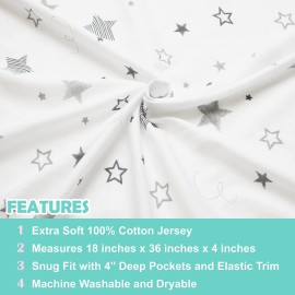 TL Care Printed 100% Cotton Knit Fitted 18 x 36 Cradle/Bassinet Sheet - Compatible with Mika Micky Bassinet, Super Stars, Soft Breathable, for Boys and Girls