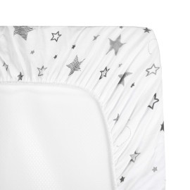 TL Care Printed 100% Cotton Knit Fitted 18 x 36 Cradle/Bassinet Sheet - Compatible with Mika Micky Bassinet, Super Stars, Soft Breathable, for Boys and Girls